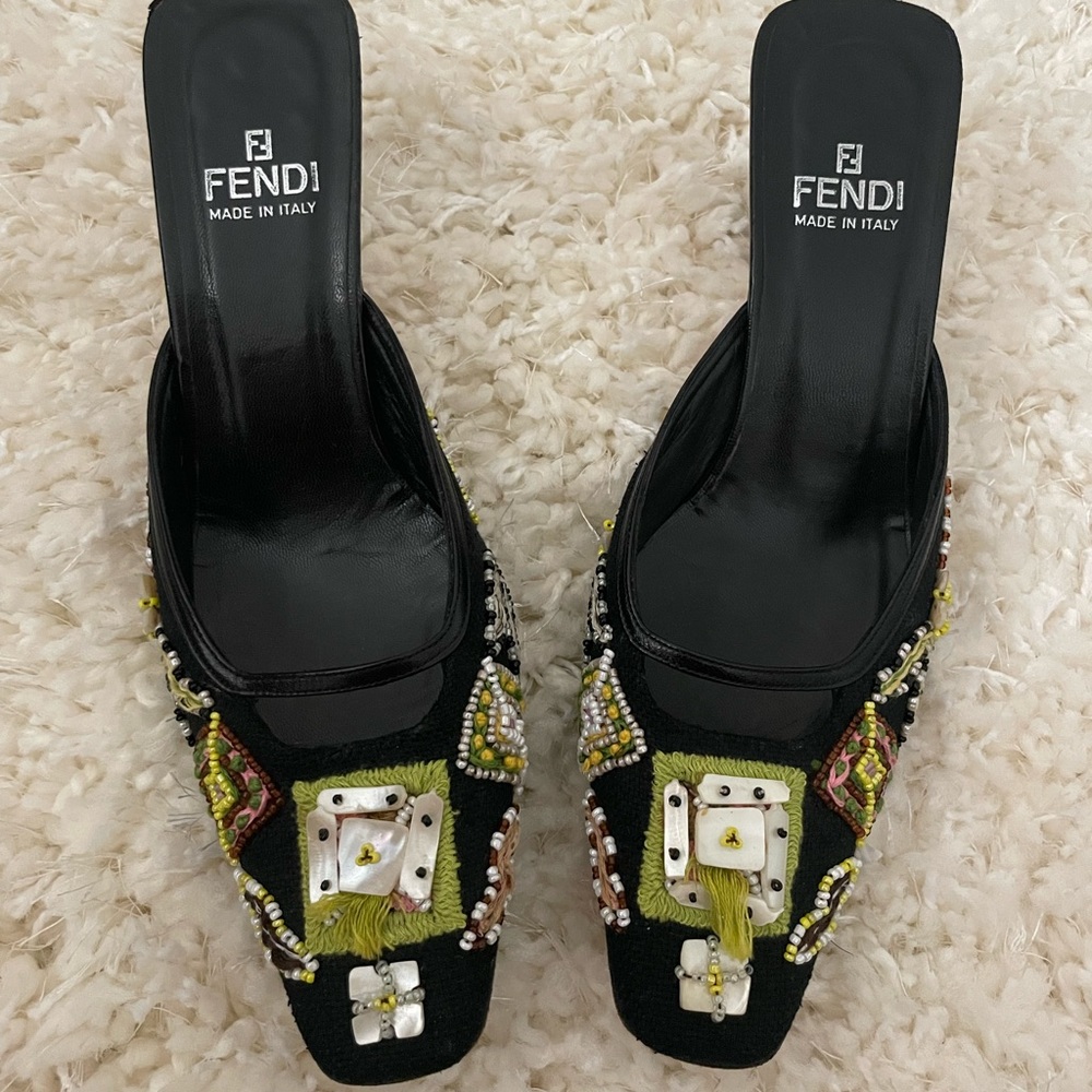 FENDI MULES size 6 designer heels